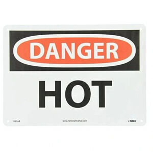 OSHA Sign, Legend "DANGER - HOT", 14" Length x 10"